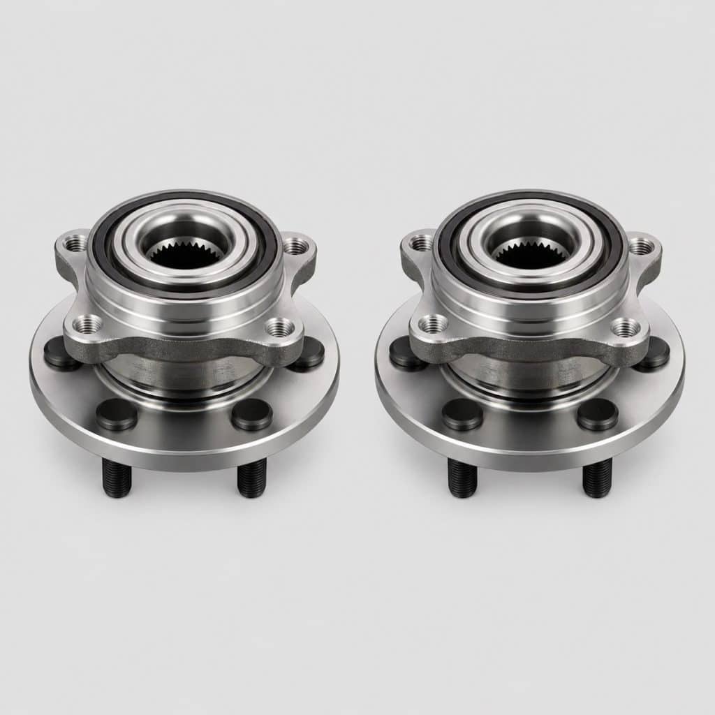 Jeu de deux moyeux de roue avant sur fond clair