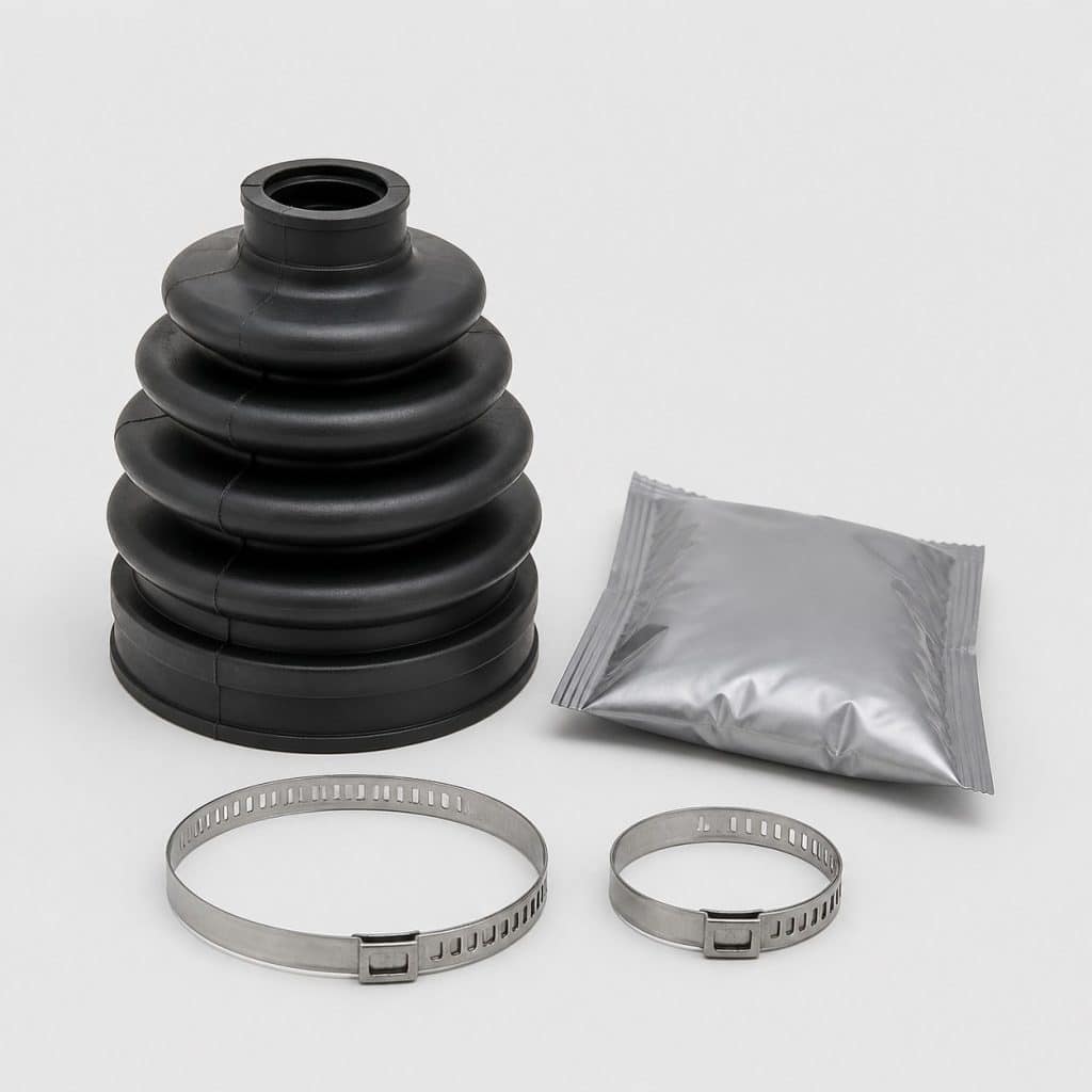 Kit soufflet de cardan avec colliers et graisse sur fond clair